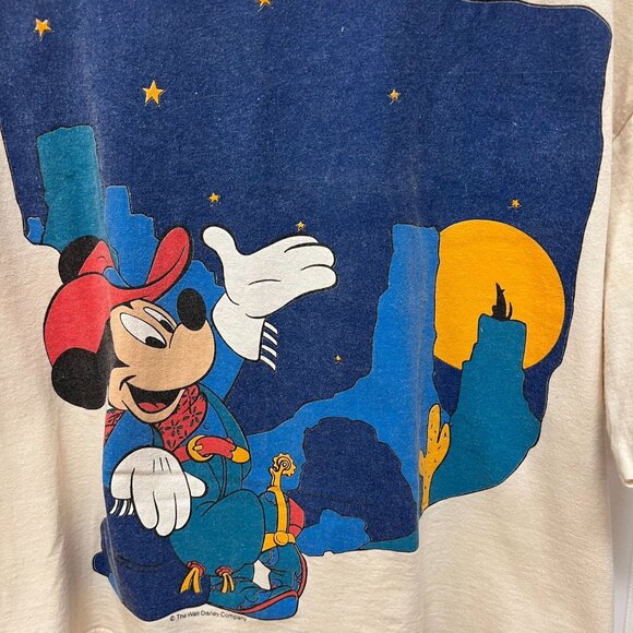 Disney Men's Mickey Mouse Graphic T Shirt Crew Neck Tee Cream Sz XL - Picture 3 of 6